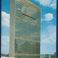 UN 1956 엽서 뉴욕시 유엔 항공우편 우표 SC C2 본부 건물 컬러 사진 뉴욕 뉴욕 UN 취소 1956년 8월 20일