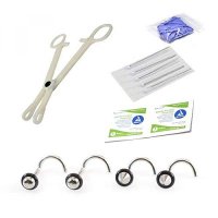 Nose Piercing Kit Nose Rings Needles Disposable Forceps Gloves and Alcohol Pad 18g