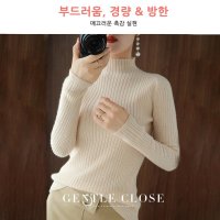 여성을 위한 폴라티 스웨터 롱 부드러운 니트