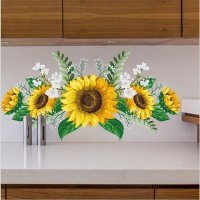 Removable Sunflower PVC Wall Sticker Kitchen Waterproof Decals Wallstickers For Kids Room Living Roo