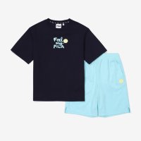 휠라 FILA 키즈FILA KIDS DID 아동 스마일 그래픽 반팔 트레이닝복 상하복 세트 5770 FK2FSF2202X