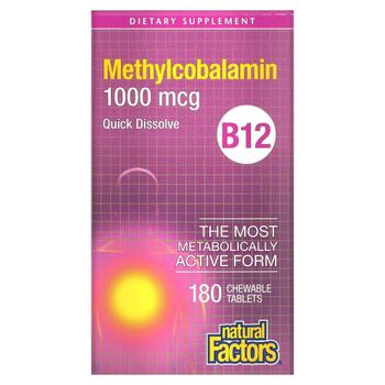미국직구 Natural Factors 네추럴팩터스 B12 메틸코발라민 1000mcg 츄어블 180정