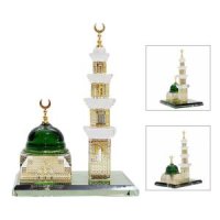 이슬람 모스크 동상 장식 크리스탈 도금 건축 미니어처 모델 홈 테이블 기념품