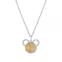 Jewelili Disney Jewels Lemon Sensation Mickey Citrine Pendant with 1 6 CTTW Diamonds