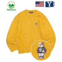 YALE EMBROIDERY HANDSOME DAN KNIT CREWNECK MUSTARD