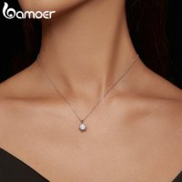 모이사나이트목걸이 다이아 목걸이 랩다이아 Bamoer 1 캐럿 moissanite 펜던트 고품질 925 스털링 웨