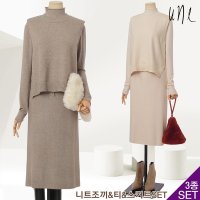 UNE 윈 UNE하이넥니트 스커트SET