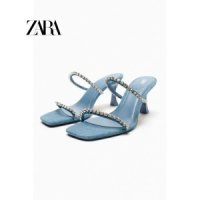 여성스트랩샌들 ZARA 자라 글리터 데님 힐 스트랩샌들 2348 210