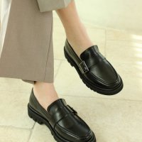 세스띠 CESTI 스퀘어 버클 통굽 하이 로퍼 Square buckle platform loafers 235