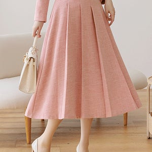 크레도 플리츠 트위드 스커트