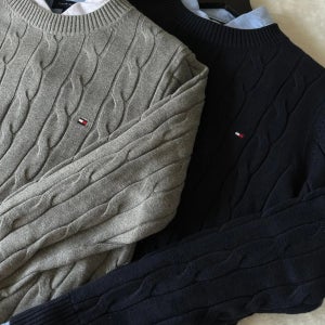 타미힐피거 남녀공용 크루넥 라운드넥 케이블 꽈배기 니트 스웨터 9컬러