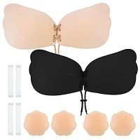 RURING Strapless Sticky Bra for Women 4 Pairs Adhesive Bra Invisible Lifting Bra Self Reusable Backl