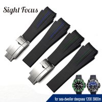 GMT 고스트 킹 딥 씨 스트랩 27x21mm 남성용 고무 그린 시계 밴드 접이식 버클 액세서리