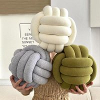 Soft Round Handmade Knotted Ball Sofa Pillow Velvet Plush Ball Chair Cushion Bed Stuffed Pillow Livi