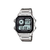 Casio Mens Stainless Steel World Time 5 Alarms Chronograph Watch 663386 AE1200WHD-1A