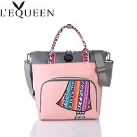 LEQUEEN 한 어깨 Crossbody 엄마 가방 휴대용 기저귀 가방 다채로운 줄무늬 가방 2022 새로운 출산 배낭