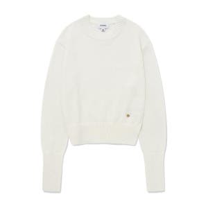 우먼 캐시미어 블렌드 라운드 니트 White