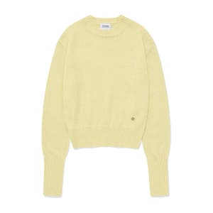 우먼 캐시미어 블렌드 라운드 니트 Yellow