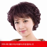 중장년 가발 여 단발 볼륨 단발 노인 가발 세트 엄마 무광 고온사 드립니다 다크 고온 실크 하나