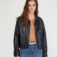 펙트 P 앳코너 ECO LEATHER CROP JACKET AEJU2F002BK