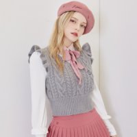 제이제인 프릴 니트 베스트 Frill Knit Vest (Gray)