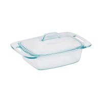 Pyrex Easy Grab 뚜껑이 2쿼트 유리 캐서롤 접시 대형 손잡이가 강화 베이킹 식기세척기 전자레인지