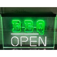 BBQ Open Display Dual Color LED Neon Sign