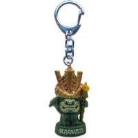 l정품l Tiki Menehune 샤카 키체인 5 2인치 초록색 KC Hawaii