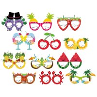 여름 인어 선글라스 과일 안경 사진 부스 액세서리 루아우 파티 어린이 선물 재미있는 안경 12 개