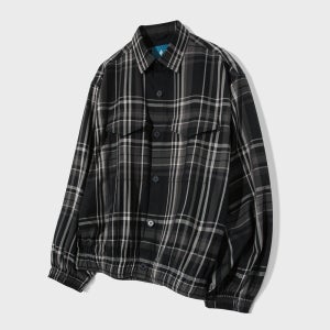 [다이아몬드 레이라] (Diamondlayla) LLE Camp Check Double Pocket Shirt Jacket S130 Black