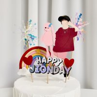 생일 기념일 케이크 드로잉 토퍼 3인 x 곰돌이