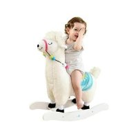 Baby Rocking Horse Alpaca Plush Rocker Toys Wooden Riding for 18Month BoyGirl Toddler Outdoor