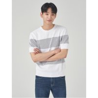 빈폴멘 남녀공용 투톤 스트라이프 반팔 라운드 니트 - 네이비 BC3351C34R 944671  XL  XL