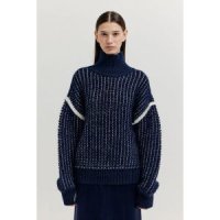 EENK XUEST Oversized Knit Turtleneck - Navy - 기타