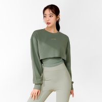 소프트 코튼 데일리 크롭 맨투맨 그린베이