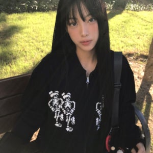 [나이스고스트클럽] DANCING SKELETONS ZIP POLO KNIT_BLACK(NG2DFUK680A) NG2DFUK680ABK