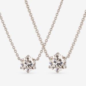 14k,18k 클라라 모이사나이트 6프롱 목걸이 (1캐럿/2캐럿)