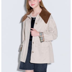 [오프닝선샤인] Corduroy collar half trench mac coat_Beige ED9XXX00145