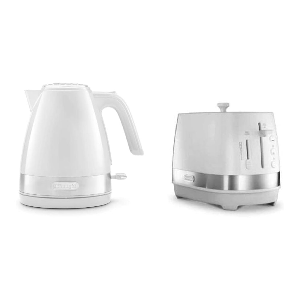 DeLonghi 드롱기 전기주전자 액티브 시리즈 화이트 1.0L KBLA1200J-W & 팝업토스터 CTLA2003J-W
