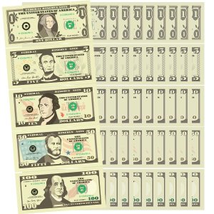 퍼니소피 세계 어린이 화폐 은행 놀이 미국 달러 50장세트  단품
