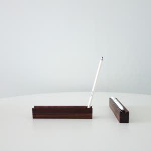 오크 월넛 원목 슬림 연필꽂이 펜트레이, 와이캐비닛