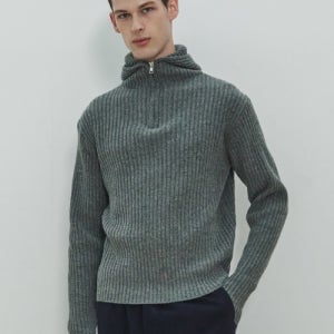 [문선] UNISEX, Balaclava Knit Top / Grey MS23FWUKN01GY-A1