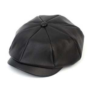 유니버셜케미스트리 라이즈 원빈 착용 뉴스보이캡  Belted Leather Black Newsboy Cap 뉴스보이캡