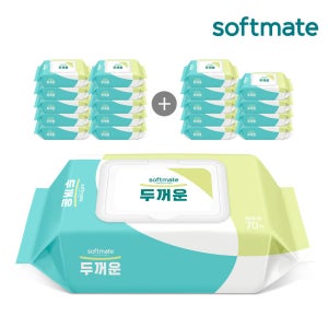 순둥이 20팩 소프트메이트 도톰한 두꺼운 대용량 물티슈(73g) 캡형 70매/S-STC