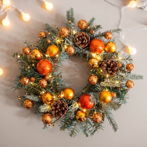 [🌟파격특가] 아멜리아로즈골드리스 300Ø(mm) [완제품](LED 50P 드럼전구 3in1 웜 포함 별도포장)(건전지+USB호환/리모컨+콘센트포함)