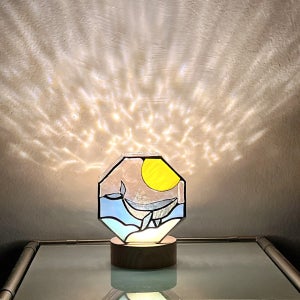 스테인드글라스조명 밤바다고래 led 무드등 조명 램프, 쎄알리스