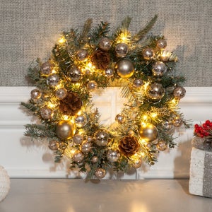 [🌟파격특가] 아멜리아로즈실버리스 300Ø(mm) [완제품](LED 50P 드럼전구 3in1 포함 별도포장)(건전지+USB호환/리모컨+콘센트포함)