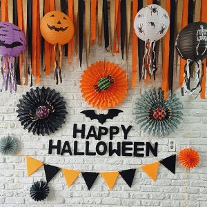 할로윈 파티 세트 19 / 할로윈데이 풍선 가랜드 장식 세트 페이퍼팬 일반