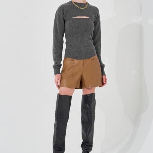 시스템 울 컷아웃 니트 탑