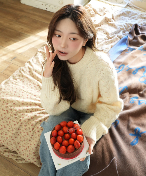 [링서울] cable round knit top-cream 알파케이블니트-cream